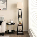 Trapezoidal Designed Floor Lamp with 3 Tiered Storage Shelf-Brown by LJGDeals