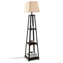Trapezoidal Designed Floor Lamp with 3 Tiered Storage Shelf-Brown by LJGDeals