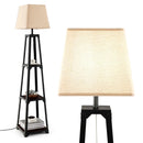 Trapezoidal Designed Floor Lamp with 3 Tiered Storage Shelf-Brown by LJGDeals
