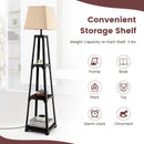 Trapezoidal Designed Floor Lamp with 3 Tiered Storage Shelf-Brown by LJGDeals