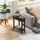 2-Tier Wedge Narrow End Table with Storage Shelf and Solid Wood Legs by LJGDeals
