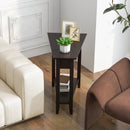2-Tier Wedge Narrow End Table with Storage Shelf and Solid Wood Legs by LJGDeals