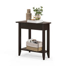 2-Tier Wedge Narrow End Table with Storage Shelf and Solid Wood Legs by LJGDeals