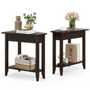 2-Tier Wedge Narrow End Table with Storage Shelf and Solid Wood Legs by LJGDeals