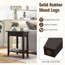 2-Tier Wedge Narrow End Table with Storage Shelf and Solid Wood Legs by LJGDeals