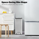 12 Gal Stainless Steel Trash Can with Soft-Closing Wing Lids-Silver