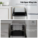 12 Gal Stainless Steel Trash Can with Soft-Closing Wing Lids-Silver by LJGDeals