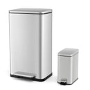 10.5 Gal and 1.6 Gal Step Trash Can Combo Set with Detachable Inner Buckets-Silver by LJGDeals