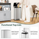 10.5 Gal and 1.6 Gal Step Trash Can Combo Set with Detachable Inner Buckets-Silver by DirectDeals