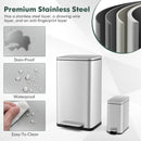 10.5 Gal and 1.6 Gal Step Trash Can Combo Set with Detachable Inner Buckets-Silver by DirectDeals