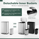 10.5 Gal and 1.6 Gal Step Trash Can Combo Set with Detachable Inner Buckets-Silver by DirectDeals