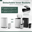 10.5 Gal and 1.6 Gal Step Trash Can Combo Set with Detachable Inner Buckets-Silver by LJGDeals