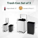 10.5 Gal and 1.6 Gal Step Trash Can Combo Set with Detachable Inner Buckets-Silver by DirectDeals