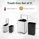 10.5 Gal and 1.6 Gal Step Trash Can Combo Set with Detachable Inner Buckets-Silver by LJGDeals