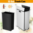 12 Gal Stainless Steel Trash Can with Soft-Closing Wing Lids-Silver by LJGDeals