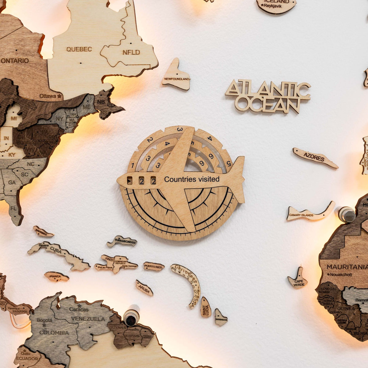 Travel Tracker 3D Wooden World Map – Gold, photo 2 of 7