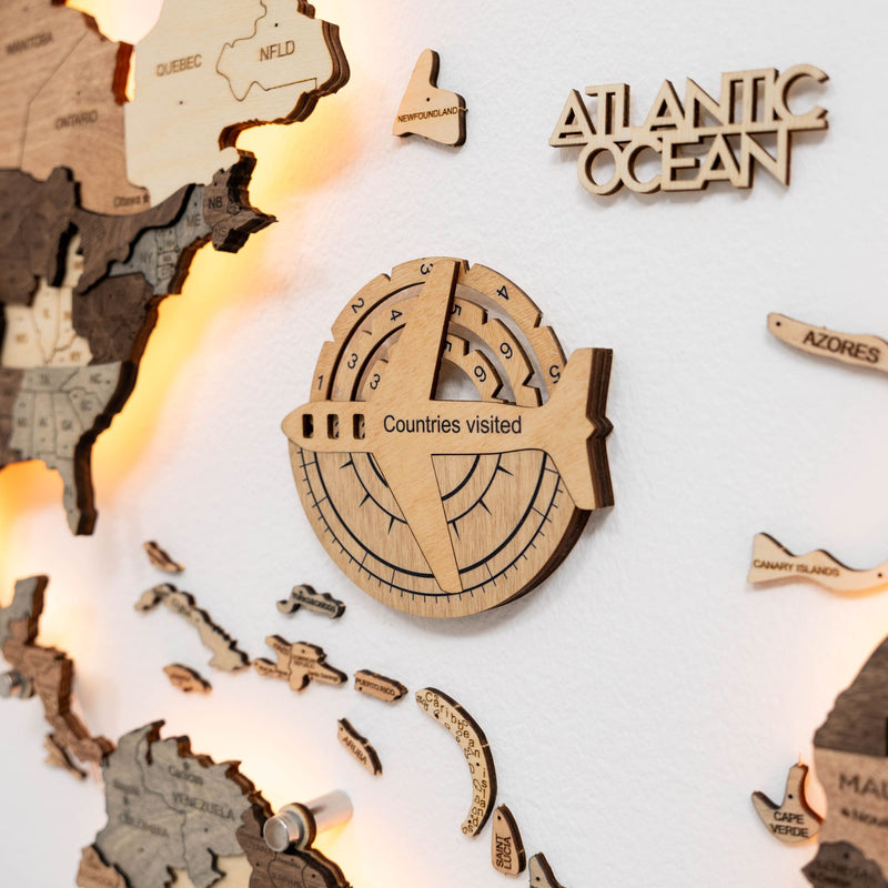 Travel Tracker 3D Wooden World Map – Gold, photo 5 of 7
