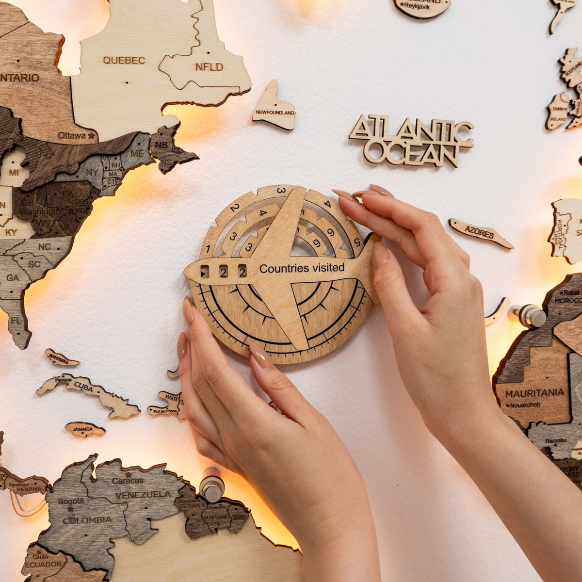 Travel Tracker 3D Wooden World Map – Gold, photo 6 of 7