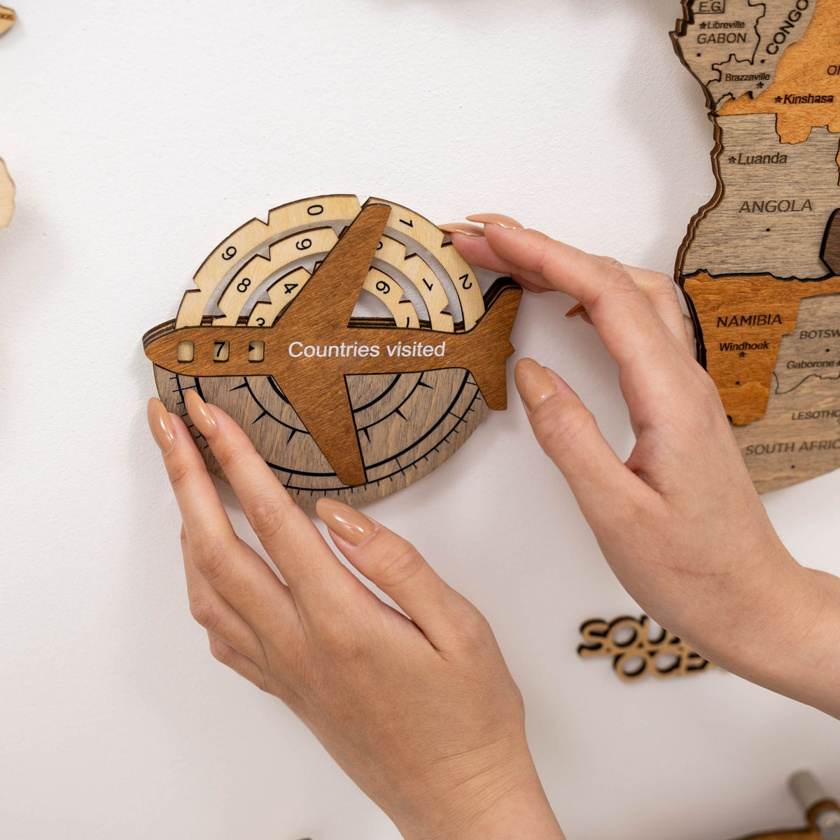 Travel Tracker 3D Wooden World Map – Multicolor, photo 3 of 7