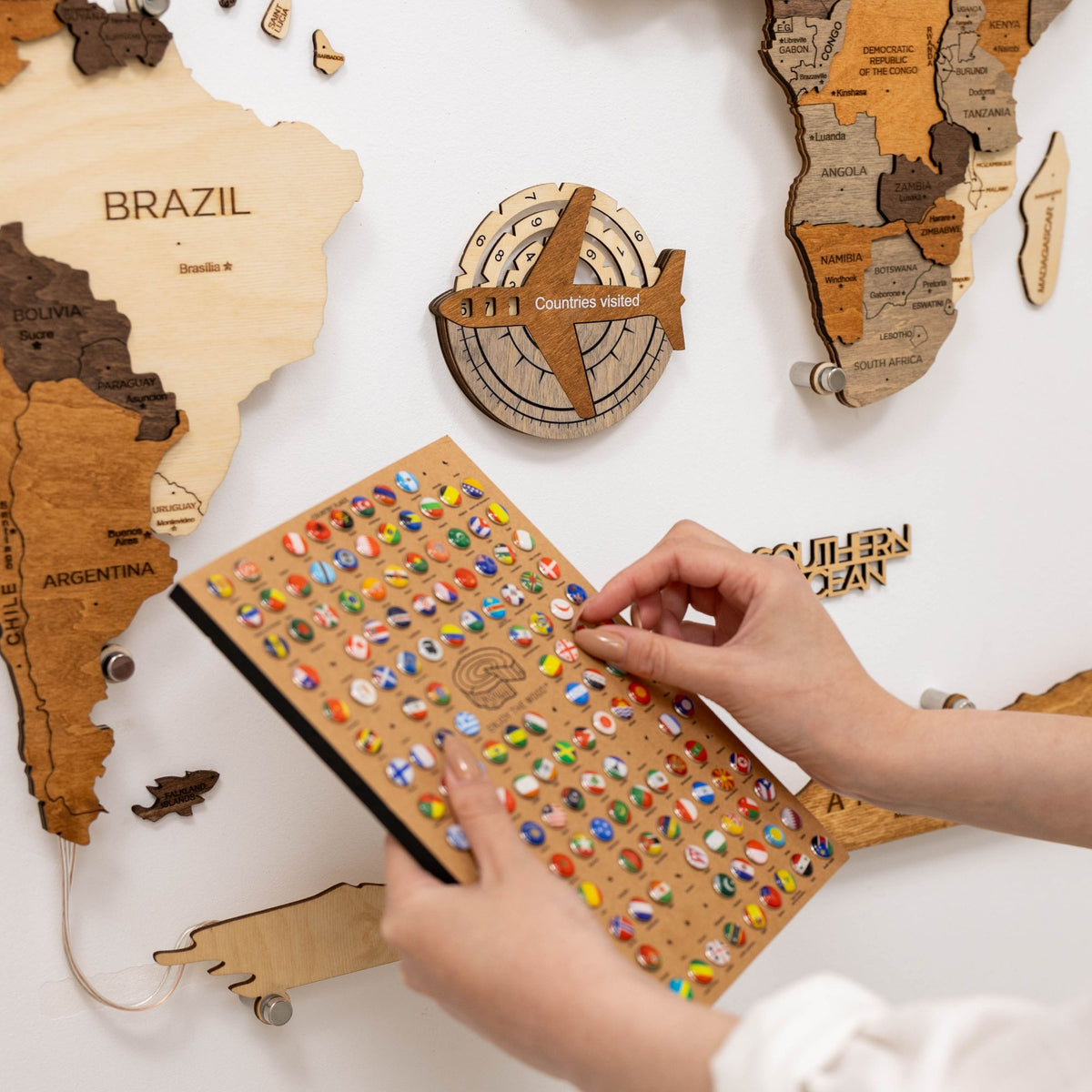 Travel Tracker 3D Wooden World Map – Multicolor, photo 5 of 7