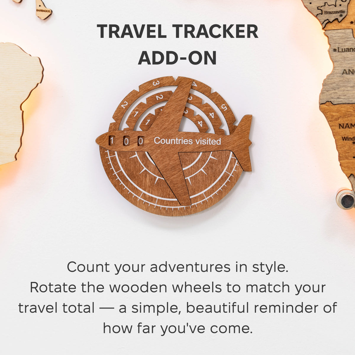 Travel Tracker 3D Wooden World Map – Oak, photo 3 of 3