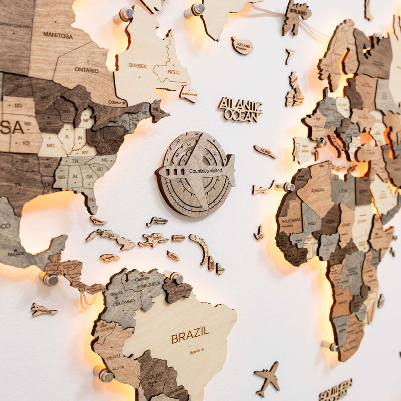 Travel Tracker 3D Wooden World Map – Terra, photo 7 of 7