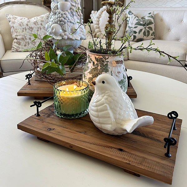 Rustic Wood and Metal Trays, Set of Two