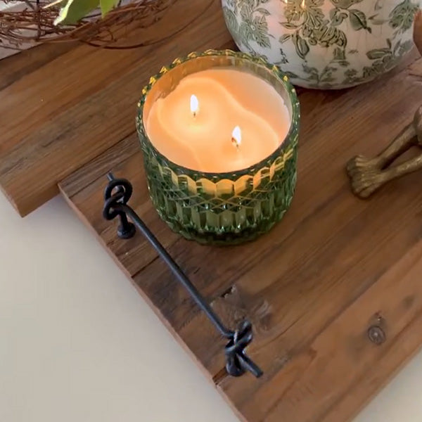 Rustic Wood and Metal Trays, Set of Two