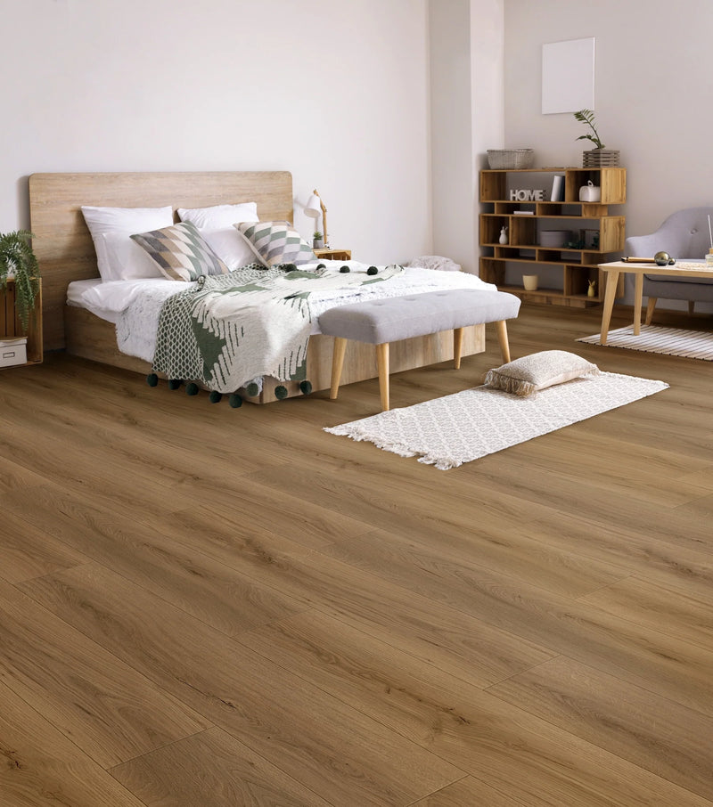 Tree Bark Embossed Matte 9.37"x60" Waterproof Laminate Flooring 12mm - Greek