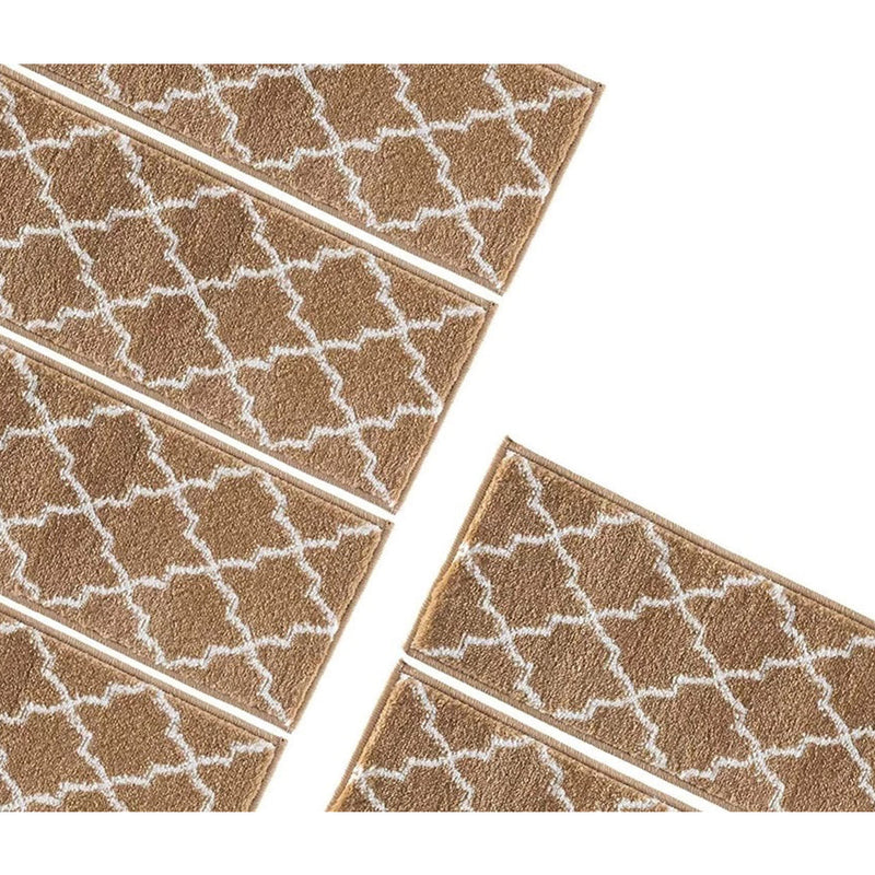 Stair Treads Rug 9"x28" Trellisville Collection | Beige & White