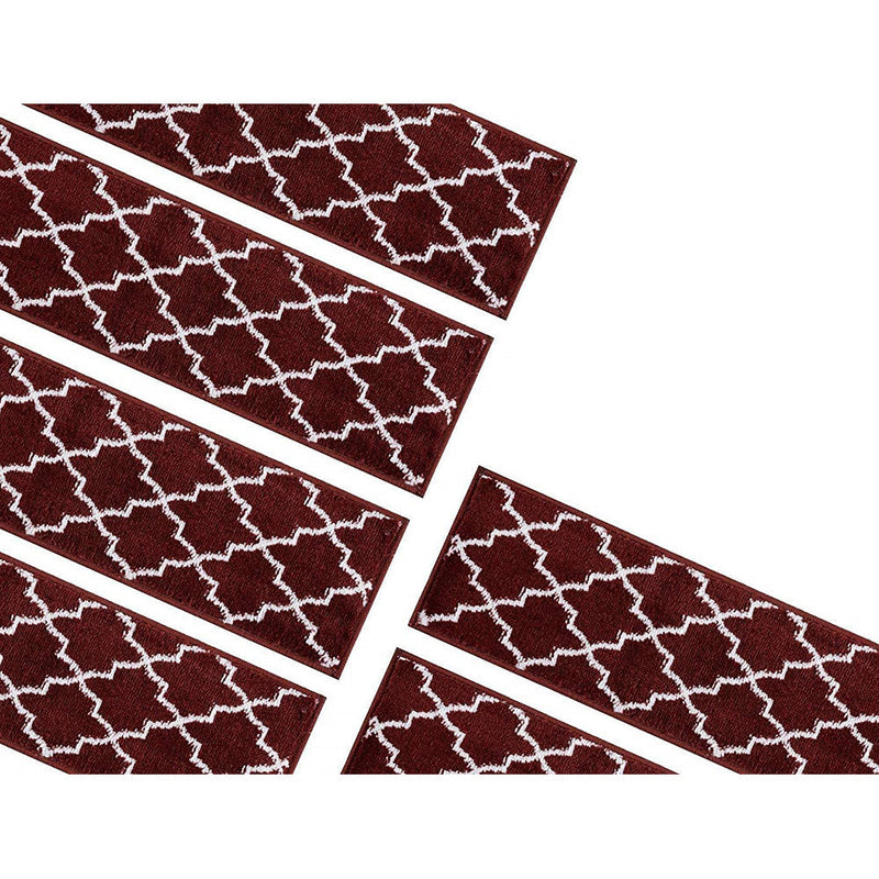 Stair Treads Rug 9"x28" Trellisville Collection | Red & White