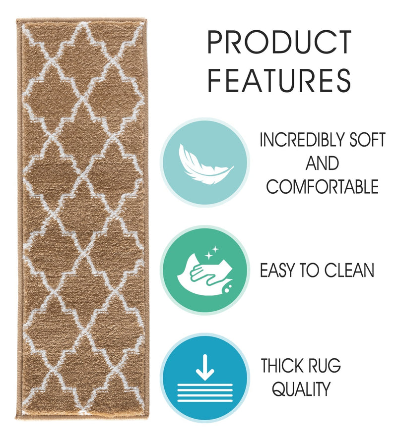 Stair Treads Rug 9"x28" Trellisville Collection | Beige & White
