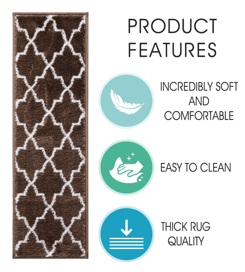 Stair Treads Rug 9"x28" Trellisville Collection | Brown & White