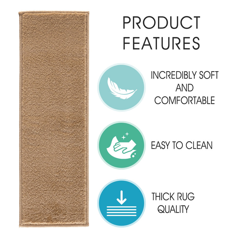 Stair Treads Rug 9"x28" Solid Collection | Beige