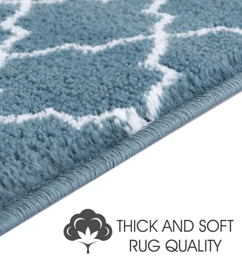 Stair Treads Rug 9"x28" Trellisville Collection | Teal & White