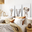 Cute Set of 3 Watercolor Jungle Animal Wall Art by Wall Art Set