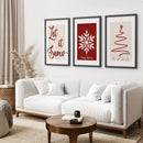 Merry Christmas Minimalist Holiday Decor Poster by Wall Art Set