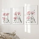 Watercolor Blush Pink Flowers Poster Decor Set by Wall Art Set
