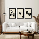 Black Beige Set of 3 Vintage Playing Cards by Wall Art Set