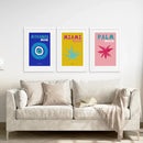 Trendy Maximalist Room Decor Set of 3 Prints. Travel Theme by Wall Art Set