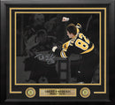Trent Frederic Fight Boston Bruins Autographed 11" x 14" Framed Blackout Hockey Photo by Dynasty Sports & Framing