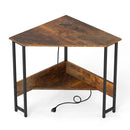 Triangle Corner Desk with Charging Station - Rustic Brown by LJGDeals