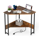 Triangle Corner Desk with Charging Station - Rustic Brown by LJGDeals