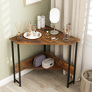 Triangle Corner Desk with Charging Station - Rustic Brown by LJGDeals