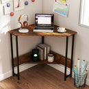 Triangle Corner Desk with Charging Station - Rustic Brown by LJGDeals