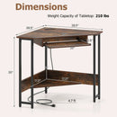 Triangle Corner Desk with Charging Station Keyboard Tray and Storage Shelf-Rustic Brown by LJGDeals