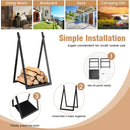 Triangle Firewood Rack with Raised Base for Fireplace Fire Pit-Black by LJGDeals