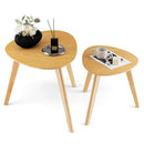 Set of 2 Triangle Modern Coffee Table Rubber Wood for Living Room-Natural by LJGDeals