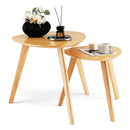 Set of 2 Triangle Modern Coffee Table Rubber Wood for Living Room-Natural by LJGDeals