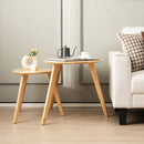 Set of 2 Triangle Modern Coffee Table Rubber Wood for Living Room-Natural by LJGDeals